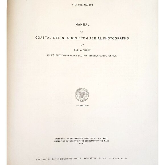 1947 Manual Coastal Delineation From Aerial Photographs 1st Edition USN WHBS - Picture 3 of 7